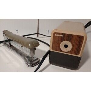 Vintage Desk Supplies - Made in USA - 90s Boston Sharpener, 60s Ace Stapler